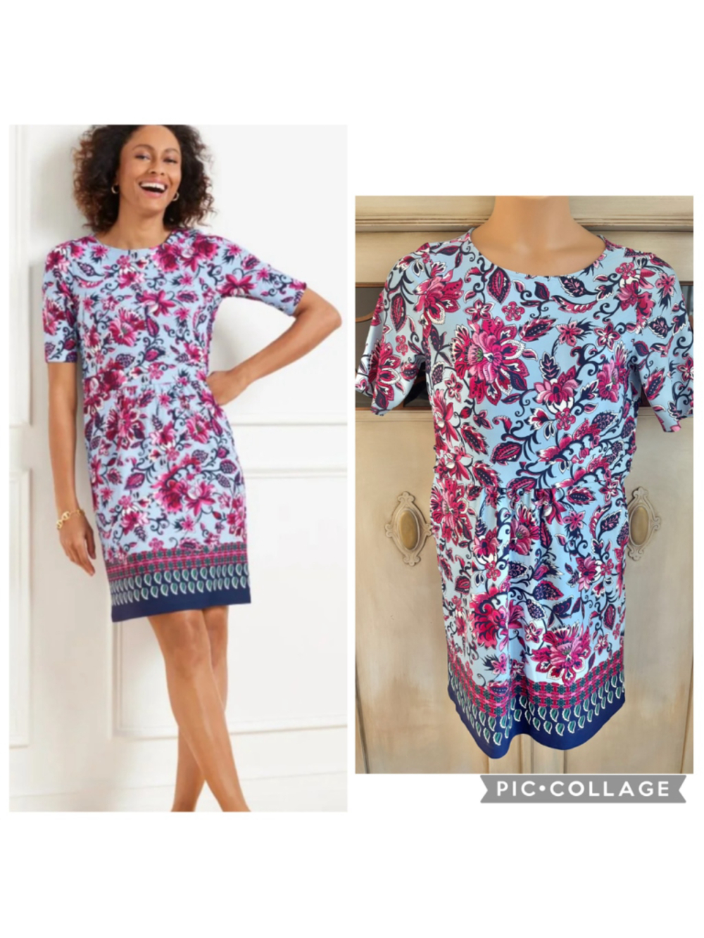 NWT Talbots Effortless Jersey Sheath Dress in Gorgeous Garden Preppy | Sz: med